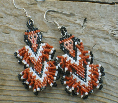 Earrings Native American Beaded Indian